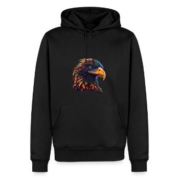 SEVERE EAGLE - ACERE EYE - Men’s Premium Organic Hoodie - black - Front - Nico (187cm)