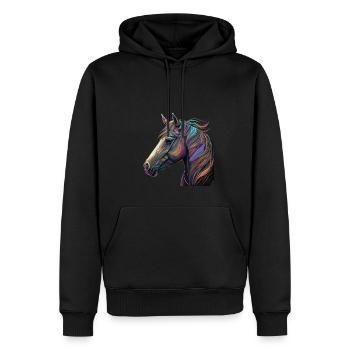CHEVAL AU VENT - Sweat à capuche Premium bio Homme - noir - Devant - Nico (187cm)