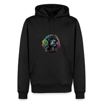 BEAU CANICHE - CHIEN - OREILLE COULEURS - CADEAU - Sweat à capuche Premium bio Homme - noir - Devant - Nico (187cm)