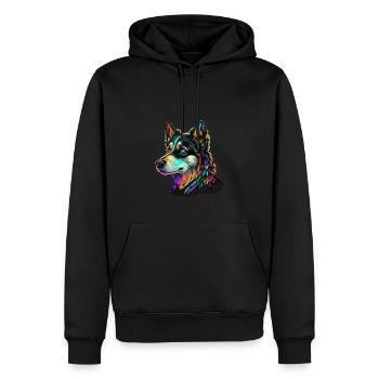 TÊTE DE HUSKY - Sweat à capuche Premium bio Homme - noir - Devant - Nico (187cm)