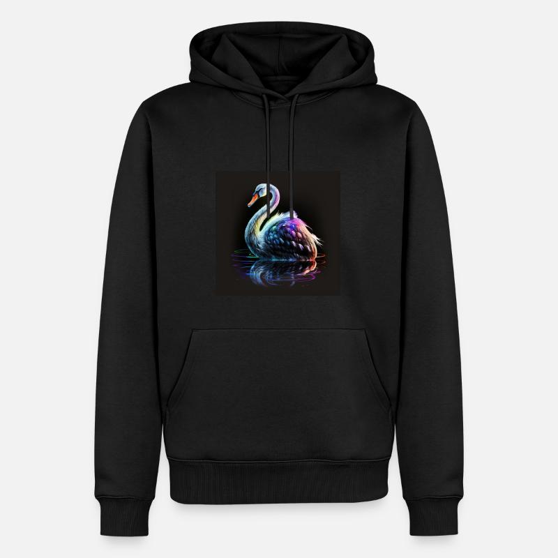 SCHWAN MIT SEINEM SPIEGELBILD - Männer Premium Bio Hoodie - Schwarz