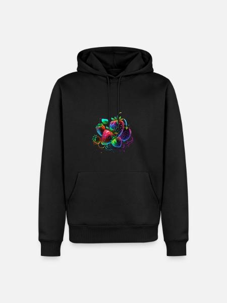 HÜBSCHE ERDBEEREN - BUNT - Männer Premium Bio Hoodie - Schwarz