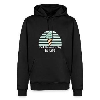 La crème glacée à la menthe et aux pépites de chocolat, c’est la vie - Sweat à capuche Premium bio Homme - noir - Devant - Nico (187cm)