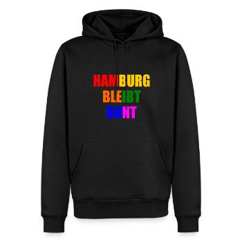 hamburg bleibt bunt - Männer Premium Bio Hoodie - Schwarz - Vorne - Nico (187cm)