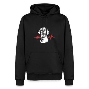 Deutsche Dogge Herzschlag - Männer Premium Bio Hoodie - Schwarz - Vorne - Nico (187cm)