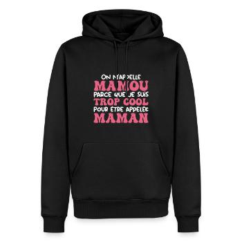 On M'appelle Mamou Parce Que Trop Cool Maman - Sweat à capuche Premium bio Homme - noir - Devant - Nico (187cm)