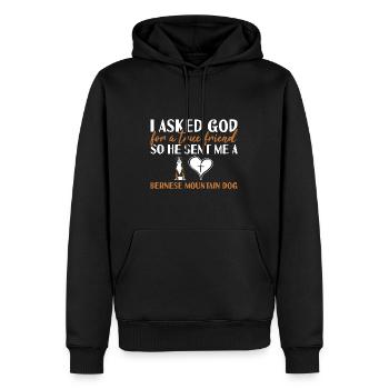 J’ai demandé à Dieu Bouvier Bernois - Sweat à capuche Premium bio Homme - noir - Devant - Nico (187cm)