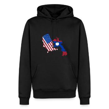 Drapeau semi-américain américain du Laos - Sweat à capuche Premium bio Homme - noir - Devant - Nico (187cm)
