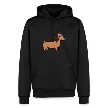 Humour chien teckel - Sweat à capuche Premium bio Homme - noir - Devant - Nico (187cm)
