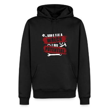 Some See A Wreck I See Potential Kreativität - Männer Premium Bio Hoodie - Schwarz - Vorne - Nico (187cm)