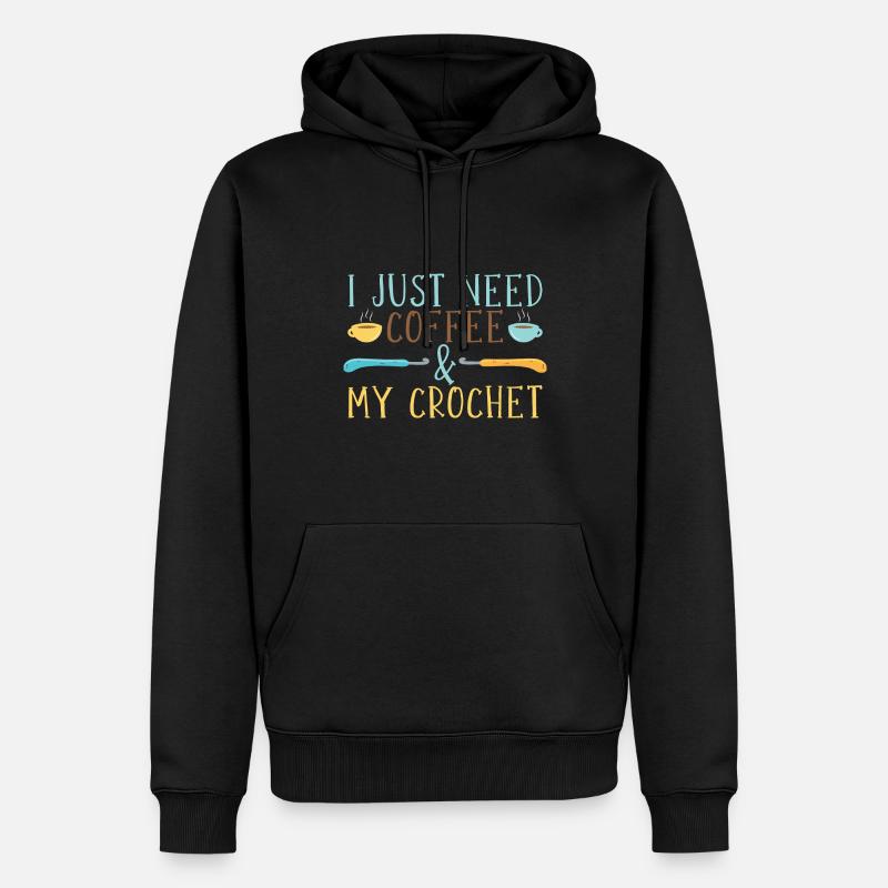 Kaffee & Häkeln - Männer Premium Bio Hoodie - Schwarz
