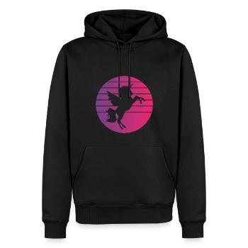 Einhorn Retro Style Vintage - Männer Premium Bio Hoodie - Schwarz - Vorne - Nico (187cm)