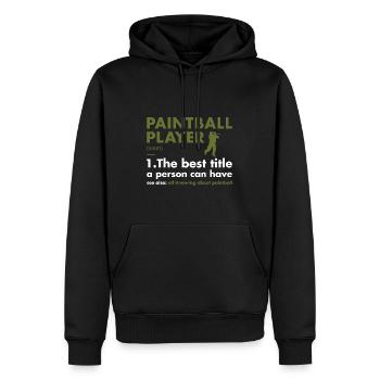 Définition du joueur de sport Paintball - Sweat à capuche Premium bio Homme - noir - Devant - Nico (187cm)