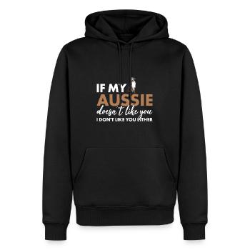 Chien si mon Aussie ne t’aime pas - Sweat à capuche Premium bio Homme - noir - Devant - Nico (187cm)