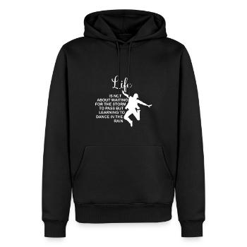 La vie n’est pas une question d’attente - Sweat à capuche Premium bio Homme - noir - Devant - Nico (187cm)