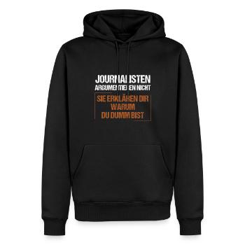 Journalists don't argue - Men’s Premium Organic Hoodie - black - Front - Nico (187cm)