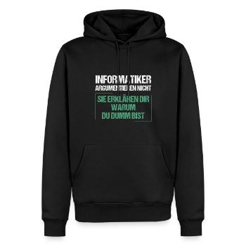 Les informaticiens ne discutent pas - Sweat à capuche Premium bio Homme - noir - Devant - Nico (187cm)
