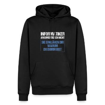 Les informaticiens ne discutent pas - Sweat à capuche Premium bio Homme - noir - Devant - Nico (187cm)