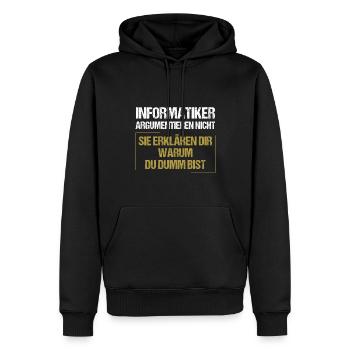 Les informaticiens ne discutent pas - Sweat à capuche Premium bio Homme - noir - Devant - Nico (187cm)