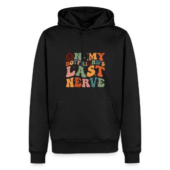 Sur le dernier nerf de mon mari - Sweat à capuche Premium bio Homme - noir - Devant - Nico (187cm)