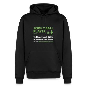 Sport Player Definition Jorkyball - Männer Premium Bio Hoodie - Schwarz - Vorne - Nico (187cm)