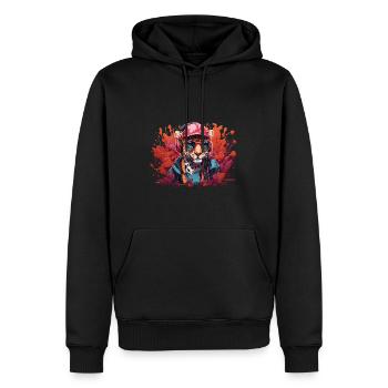 léopard, art animalier, je cool léopard mignon - Sweat à capuche Premium bio Homme - noir - Devant - Nico (187cm)