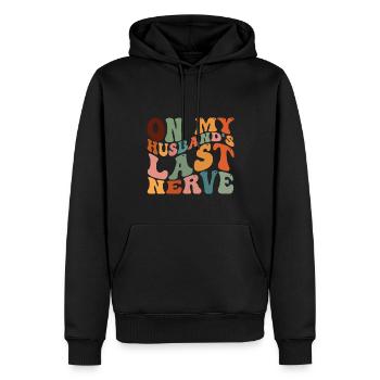 Sur le dernier nerf de mon mari - Sweat à capuche Premium bio Homme - noir - Devant - Nico (187cm)