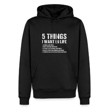 5 choses que je veux dans la vie Berger allemand - Sweat à capuche Premium bio Homme - noir - Devant - Nico (187cm)