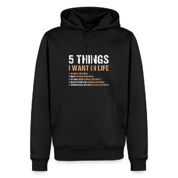 5 choses que je veux dans la vie Berger allemand - Sweat à capuche Premium bio Homme - noir - Devant - Nico (187cm)