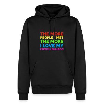 More People I Met More I Love French Bulldog - Männer Premium Bio Hoodie - Schwarz - Vorne - Nico (187cm)