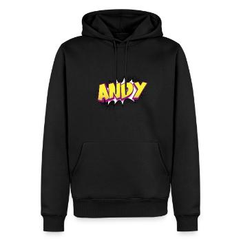 Andy Benutzerdefinierter Name Comic-Stil Pop-Art, Andy - Männer Premium Bio Hoodie - Schwarz - Vorne - Nico (187cm)