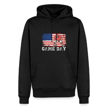 Spieltag Fußball Saison Lustig Männer Frauen Patriot - Männer Premium Bio Hoodie - Schwarz - Vorne - Nico (187cm)