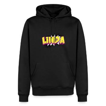 Linda Benutzerdefinierter Name Comic-Stil Pop-Art, Linda - Männer Premium Bio Hoodie - Schwarz - Vorne - Nico (187cm)