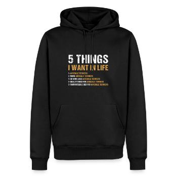 5 choses que je veux dans la vie Airedale Terrier - Sweat à capuche Premium bio Homme - noir - Devant - Nico (187cm)