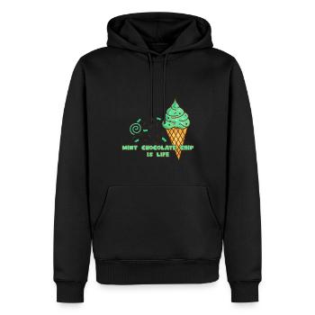La crème glacée à la menthe et aux pépites de chocolat, c’est la vie - Sweat à capuche Premium bio Homme - noir - Devant - Nico (187cm)