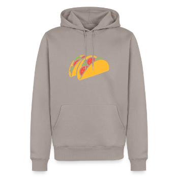 Tacos - Männer Premium Bio Hoodie - Taupe - Vorne - Nico (187cm)