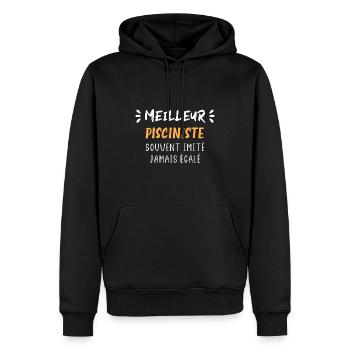 Souvent imité jamais égalé meilleur pisciniste - Sweat à capuche Premium bio Homme - noir - Devant - Nico (187cm)