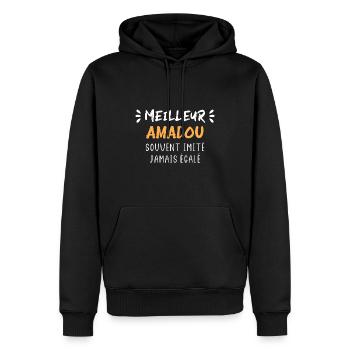 Souvent imité jamais égalé meilleur AMADOU - Sweat à capuche Premium bio Homme - noir - Devant - Nico (187cm)