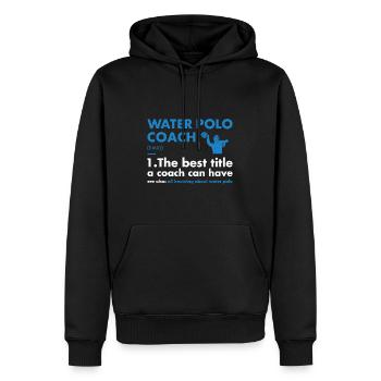 Définition de l’entraîneur sportif Water-polo - Sweat à capuche Premium bio Homme - noir - Devant - Nico (187cm)
