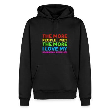 More People I Met More I Love Doberman Pinscher - Männer Premium Bio Hoodie - Schwarz - Vorne - Nico (187cm)