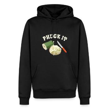 Drôle de cuisine laotienne Phuck It - Sweat à capuche Premium bio Homme - noir - Devant - Nico (187cm)