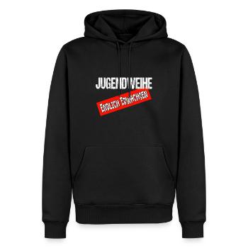 Jugendweihe - Jugendweihe 2026 - Männer Premium Bio Hoodie - Schwarz - Vorne - Nico (187cm)