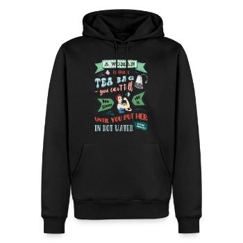 Tribute to strong women - Men’s Premium Organic Hoodie - black - Front - Nico (187cm)