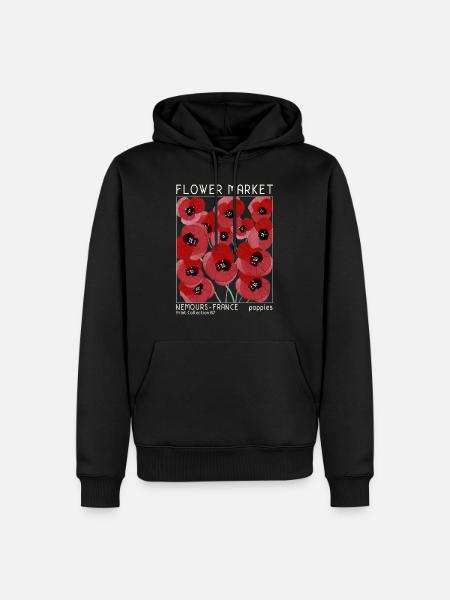Mohnblumenmarkt Retro Aquarell Stil - Männer Premium Bio Hoodie - Schwarz