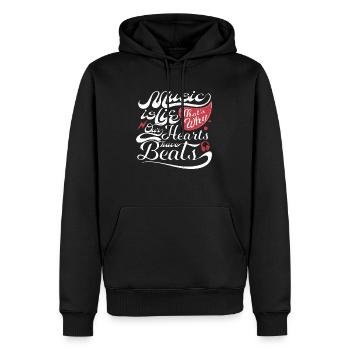Phrase inspirante Musique Graphique, Cadeau Origin - Sweat à capuche Premium bio Homme - noir - Devant - Nico (187cm)