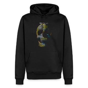 Visuell für Radfahrer - Totenkopf und Haken - Männer Premium Bio Hoodie - Schwarz - Vorne - Nico (187cm)