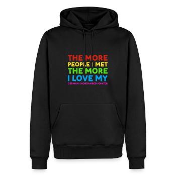 People I Met I Love German Shorthaired Pointer - Männer Premium Bio Hoodie - Schwarz - Vorne - Nico (187cm)