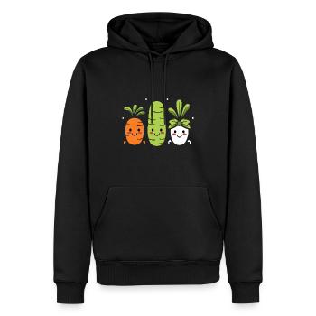 Humour petit légumes vegan - Sweat à capuche Premium bio Homme - noir - Devant - Nico (187cm)