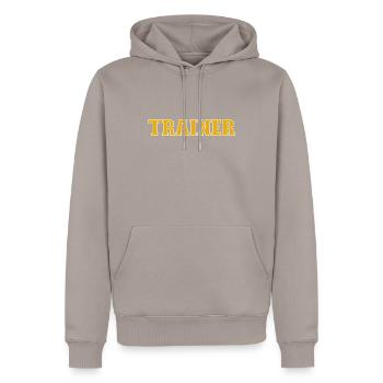 Entraîneur - Sweat à capuche Premium bio Homme - taupe - Devant - Nico (187cm)