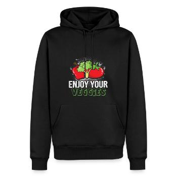 Je serai avec des fermes maraîchères, végétarien végétalien - Sweat à capuche Premium bio Homme - noir - Devant - Nico (187cm)